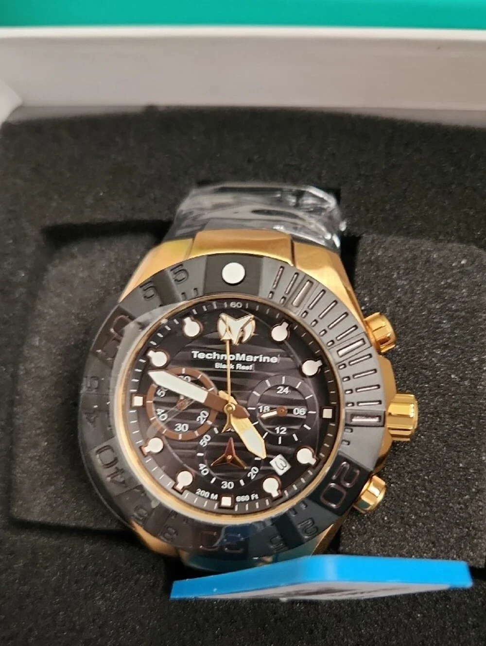 Technomarine Men’s Gold Case Watches with Black Straps